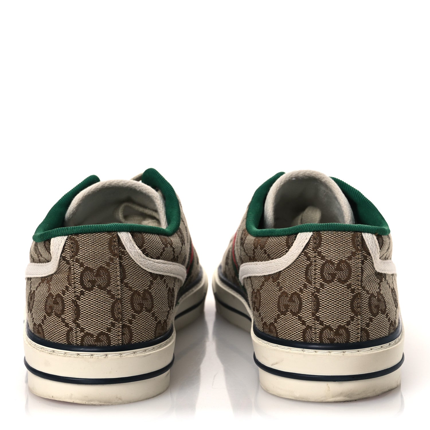 Gucci GG Monogram Web Mens 1977 Tennis Sneakers 9 Beige Ebony Mystic White Vert 6 of 11