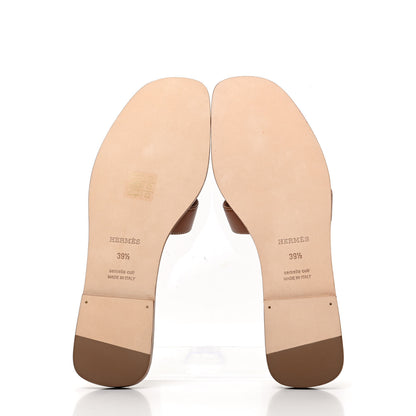 Hermes Box Calfskin Oran Sandals 39.5 Gold 5 of 10