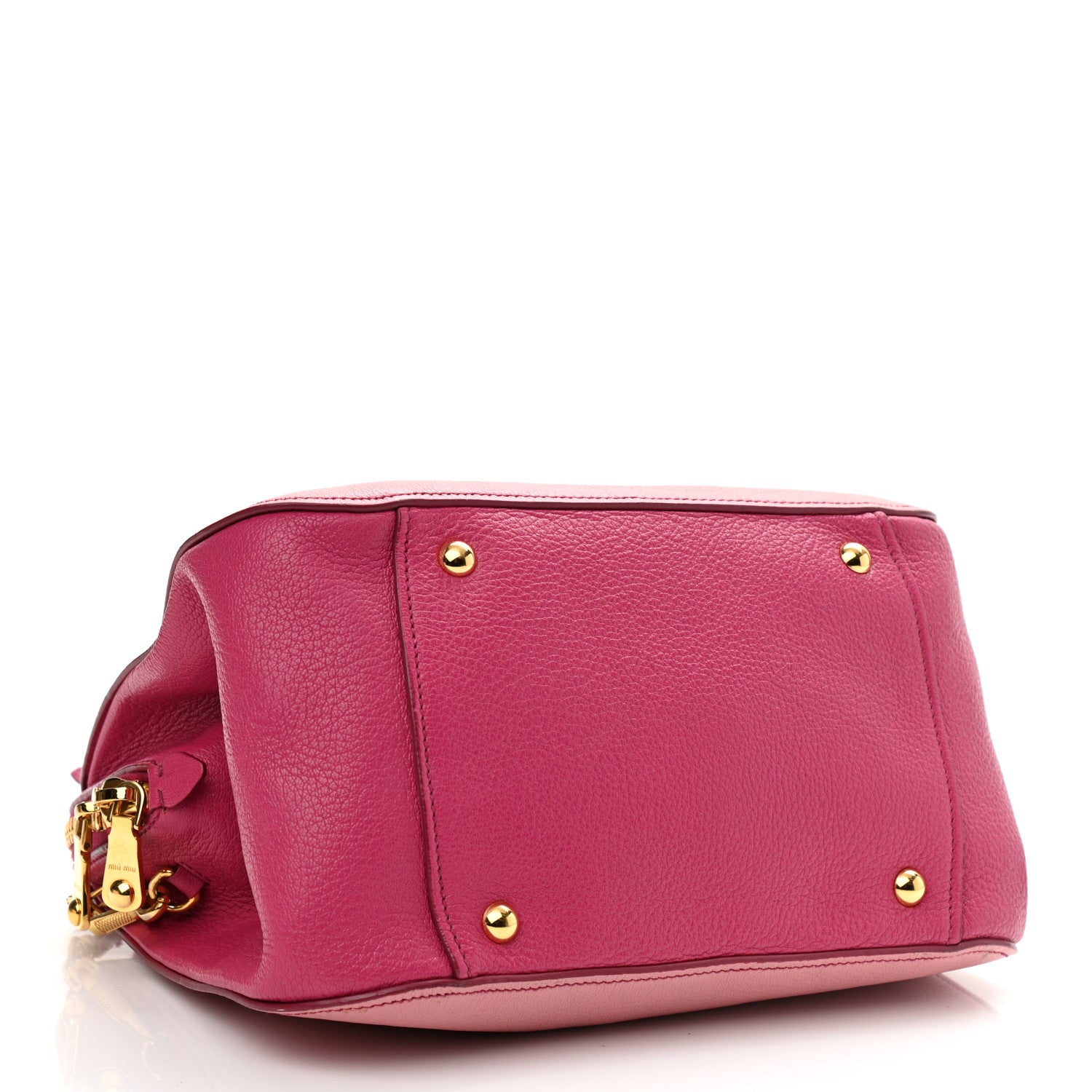 Miu Miu Goatskin Madras Bi-Color Bowling Bag Rosa Peonia 4 of 14