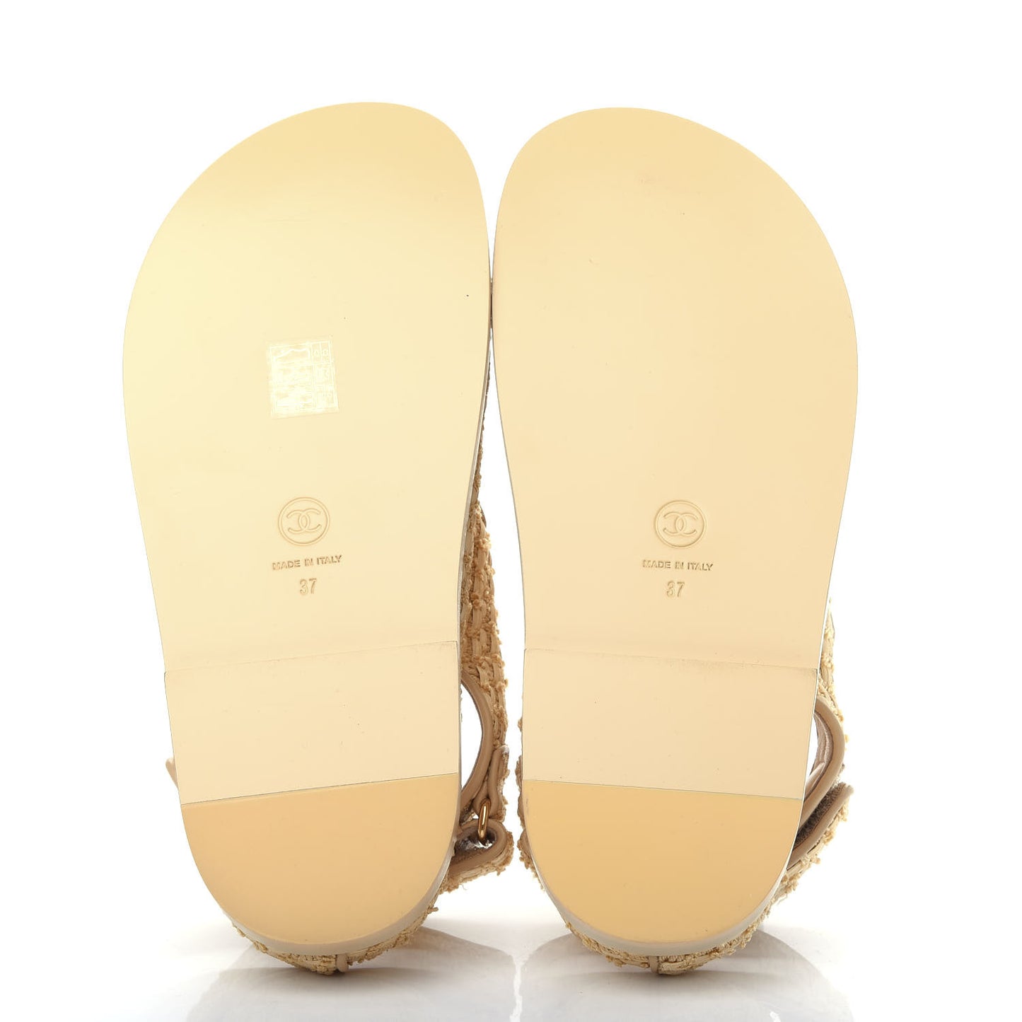 Braided Fabric Velcro Dad Sandals 37 Beige