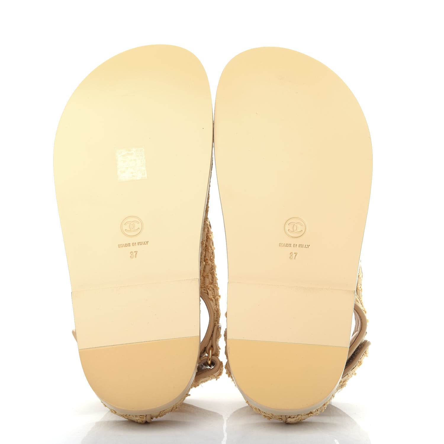 Chanel Braided Fabric Velcro Dad Sandals 37 Beige 6 of 11