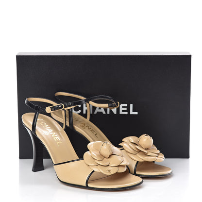 Chanel Lambskin Camellia Sandals 37 Beige 14 of 15