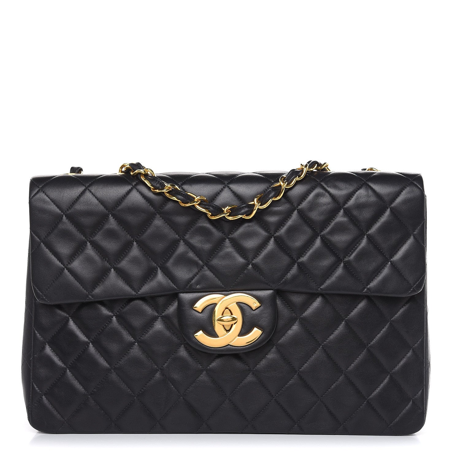 Chanel Lambskin Quilted XL Jumbo Single Flap Black 1 of 14