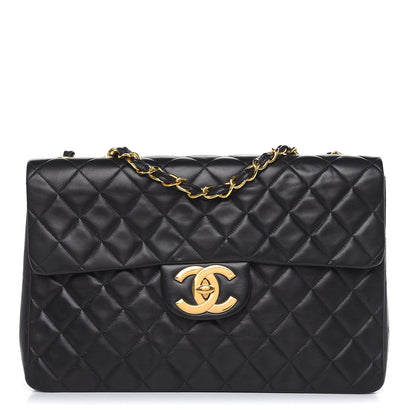 Chanel Lambskin Quilted XL Jumbo Single Flap Black 1 of 14