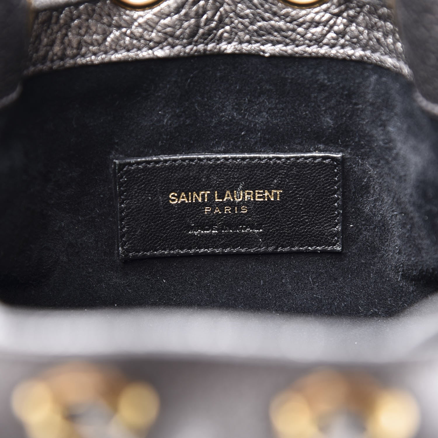 Saint Laurent Metallic Goatskin Small Emmanuelle Fringe Bucket Bag Pewter 5 of 13
