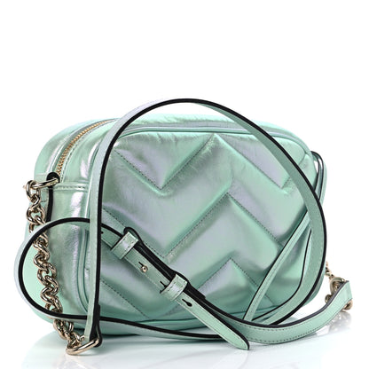 Gucci Iridescent Nappa Chevron Matelasse Small GG Marmont Chain Shoulder Bag Iridescent Salvy Green 3 of 8