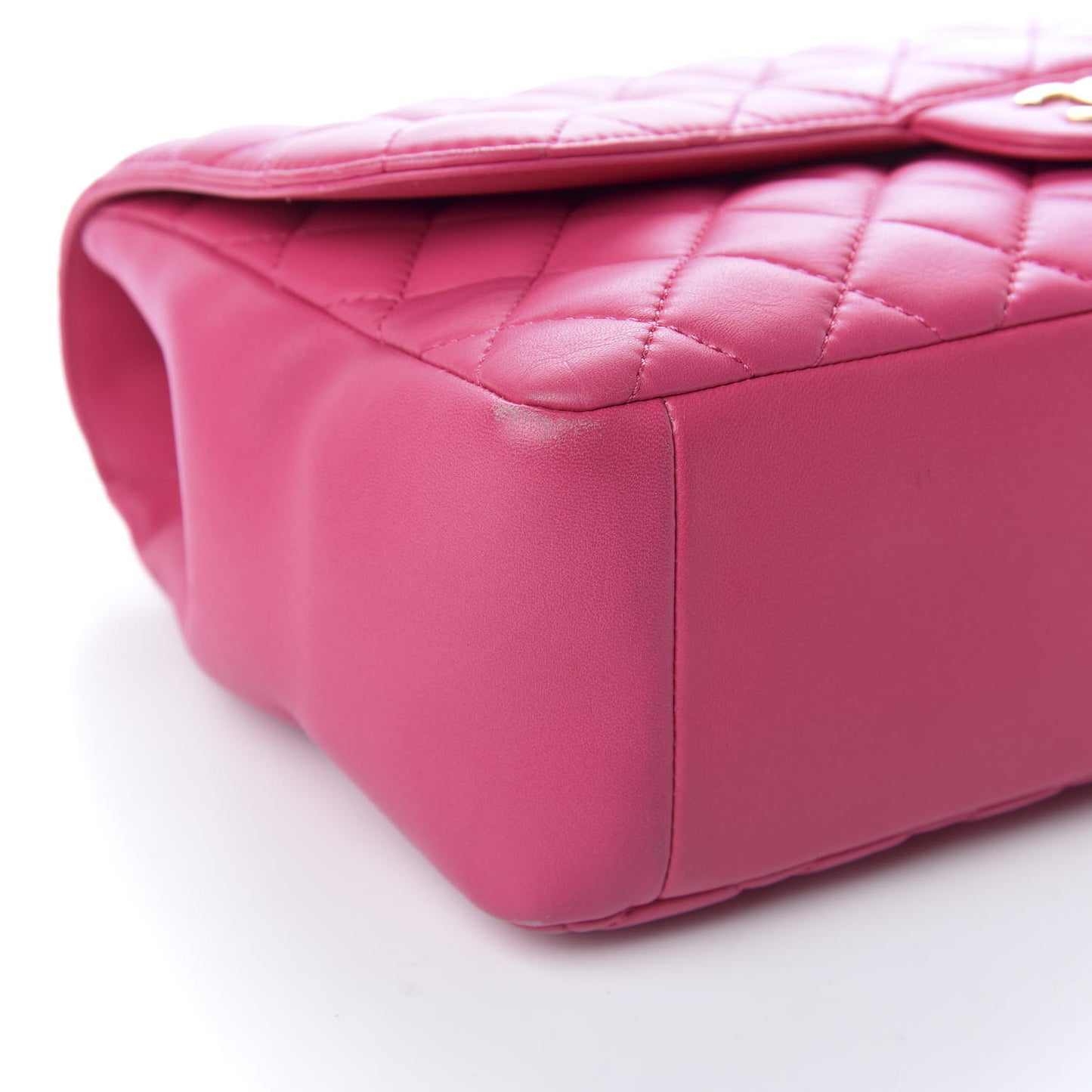Lambskin Quilted Jumbo Mademoiselle Chic Flap Fuchsia