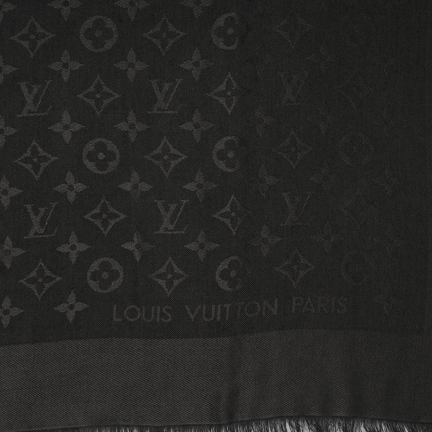 Wool Silk Monogram Shawl Anthracite