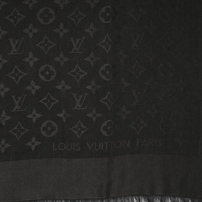 Louis Vuitton Wool Silk Monogram Shawl Anthracite 1 of 5