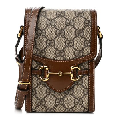Gucci GG Supreme Monogram Mini Horsebit 1955 Crossbody Bag Beige Brown Sugar 1 of 10