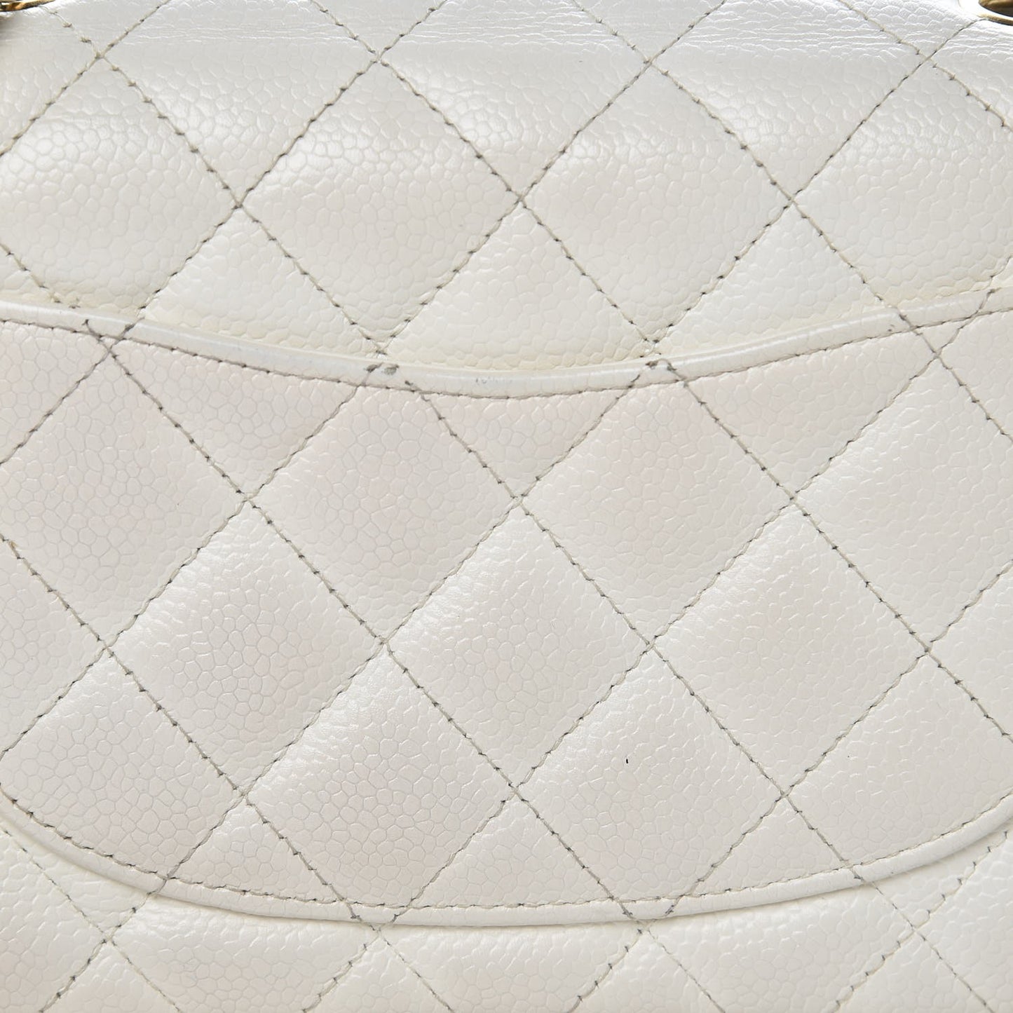 Caviar Quilted Mini Square Flap White