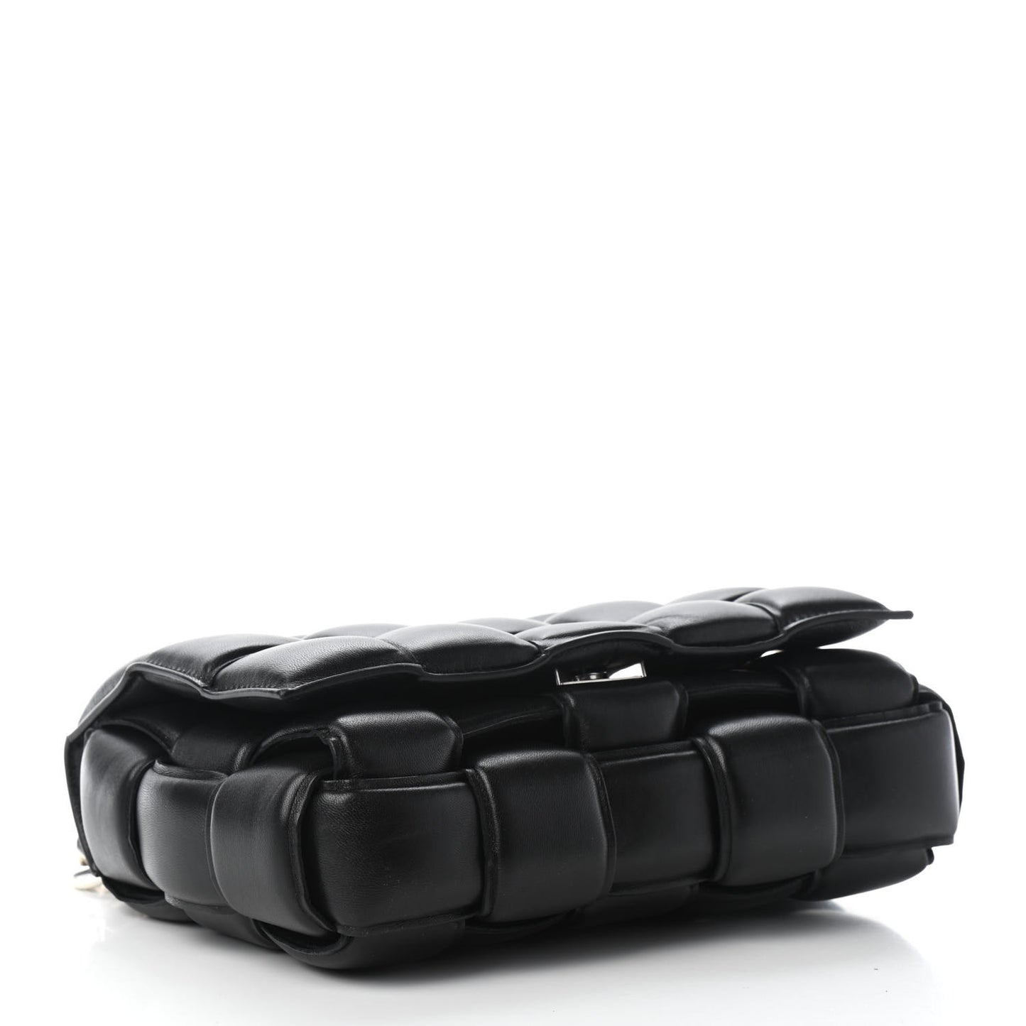 Lambskin Maxi Intreccio Padded Chain Cassette Crossbody Bag Black