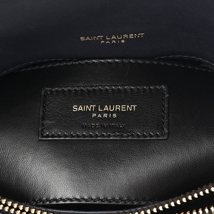 Saint Laurent Cotton Canvas Matelasse Chevron Monogram Medium College Bag Deeply Blue 6 of 14
