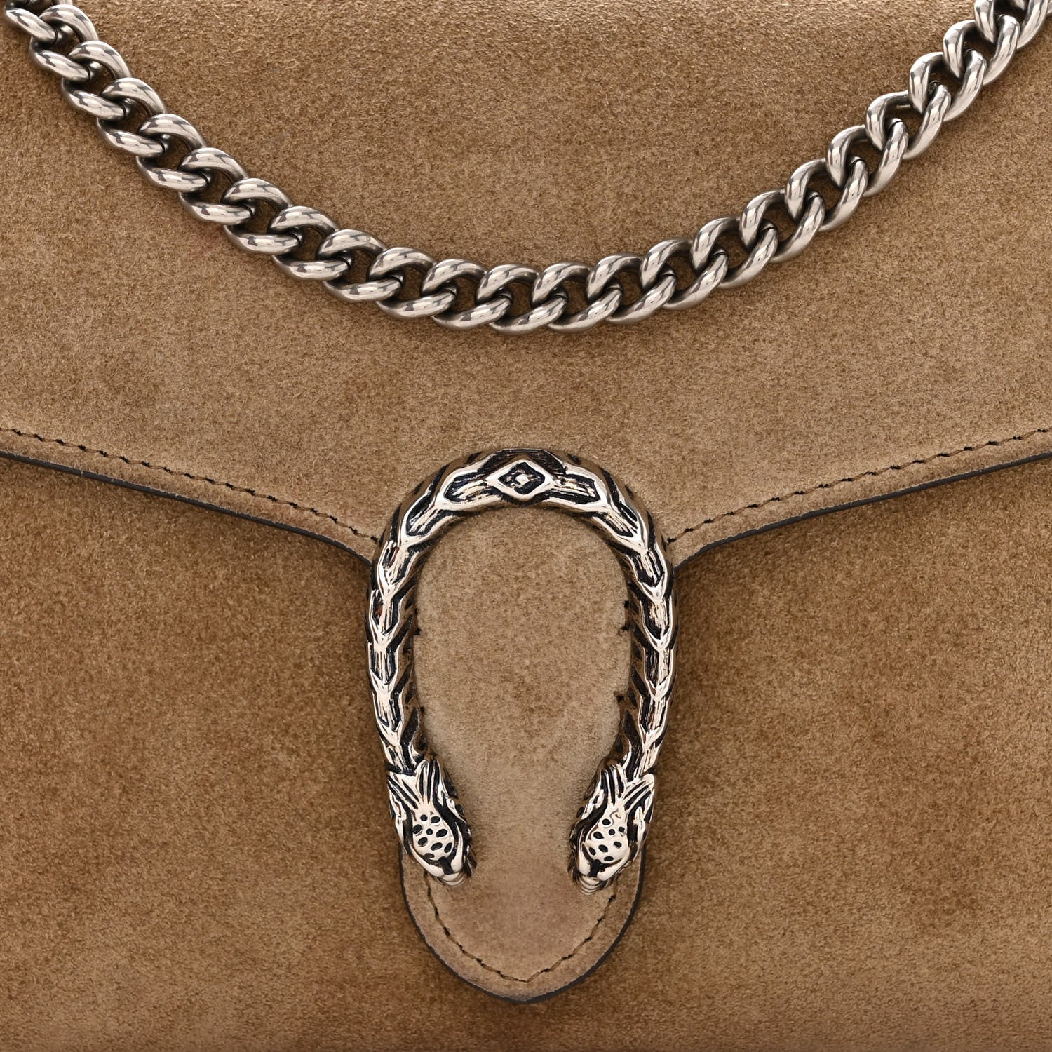 Gucci Suede Mini Dionysus Chain Wallet Taupe 8 of 12