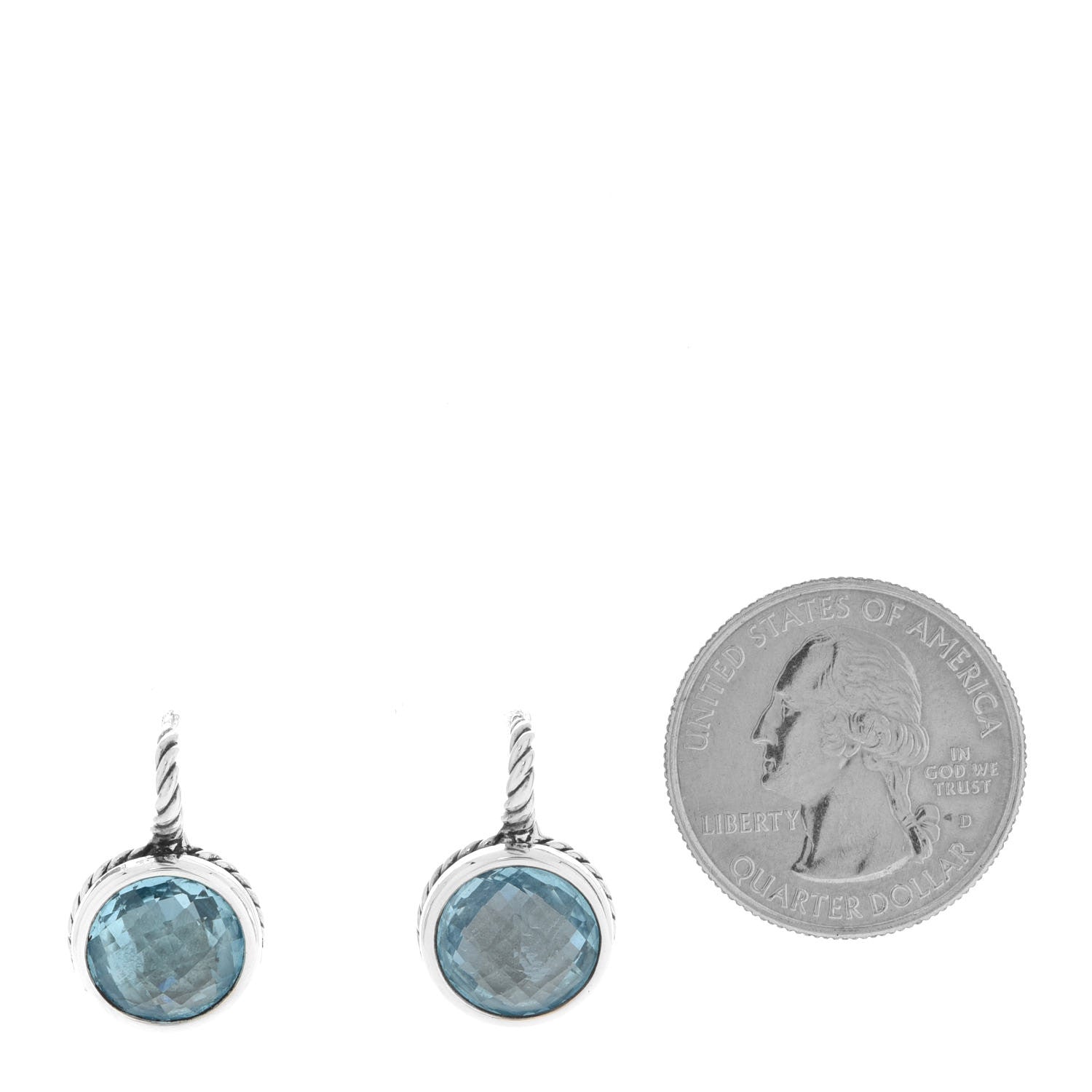 David Yurman Sterling Silver Blue Topaz 12mm Color Classics Drop Earrings 2 of 4