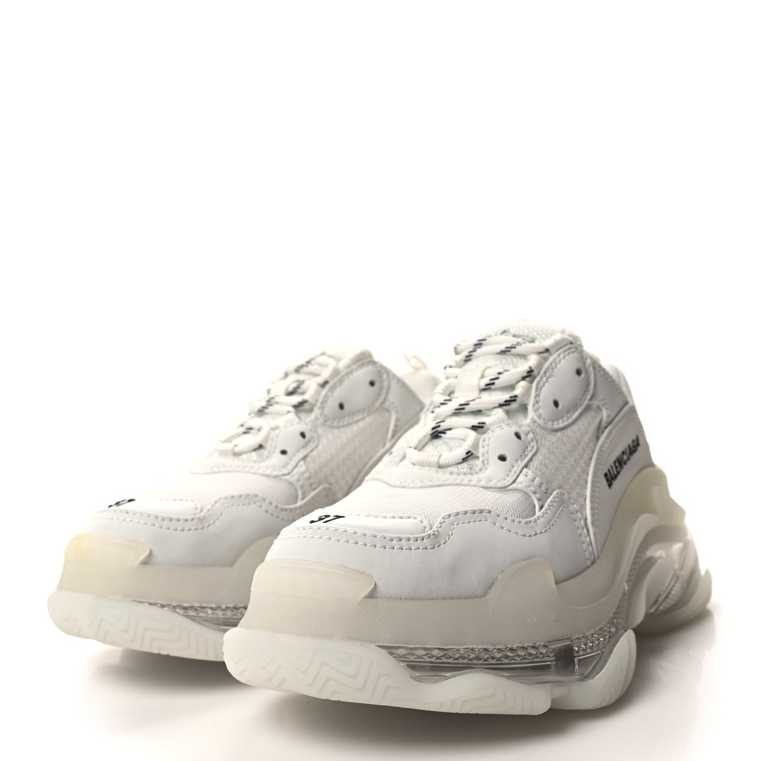 Balenciaga Fabric Mesh Clear Sole Womens Triple S Sneakers 37 White 3 of 8