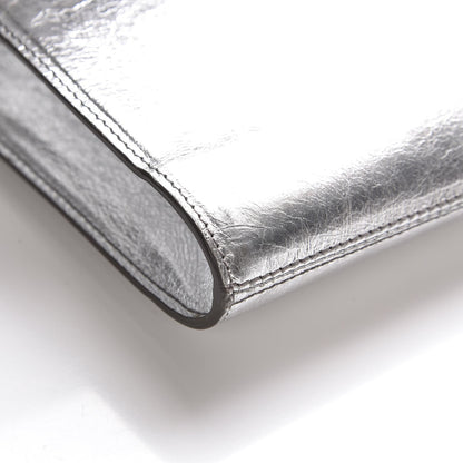 Saint Laurent Metallic Calfskin Monogram Large Belle De Jour Clutch Silver 8 of 10