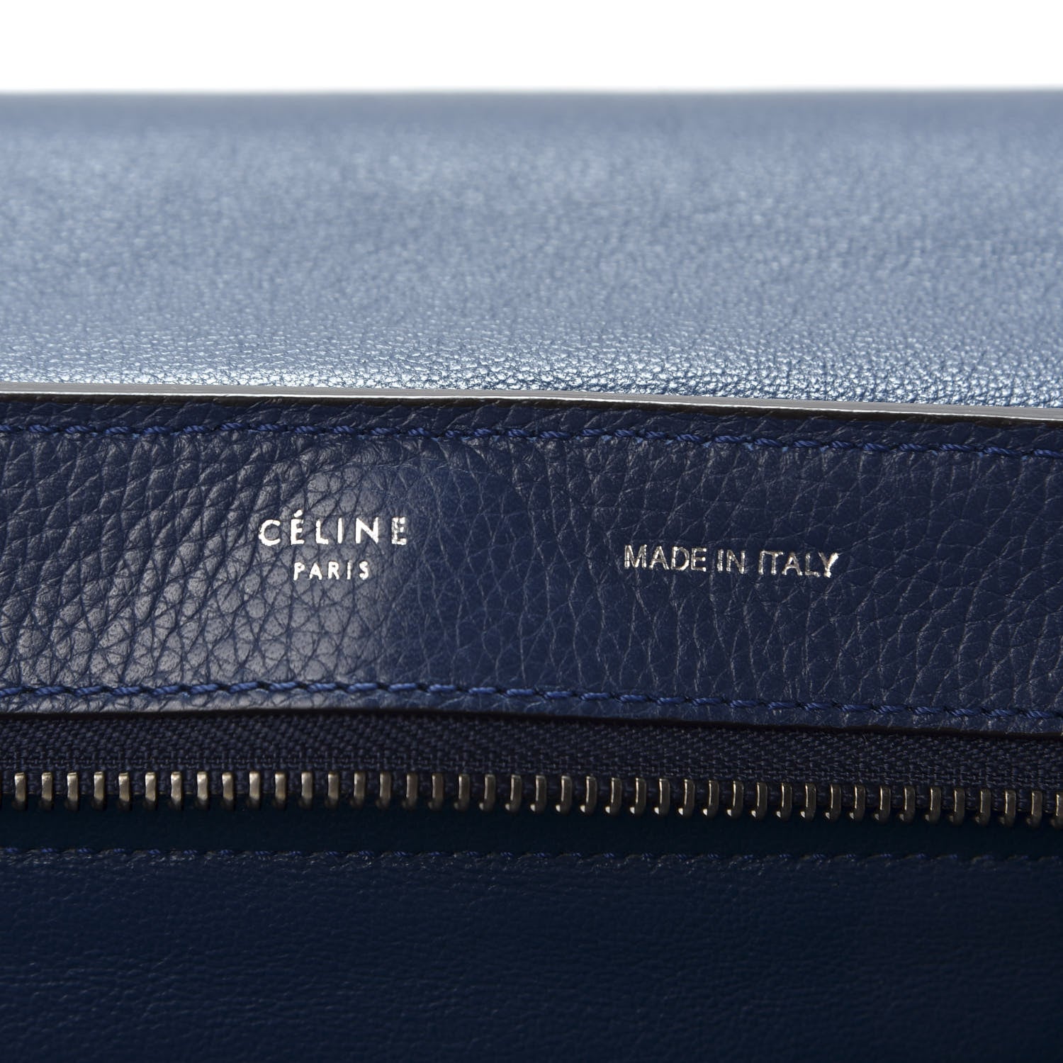 Celine Drummed Calfskin Suede Medium Trapeze Navy 7 of 8