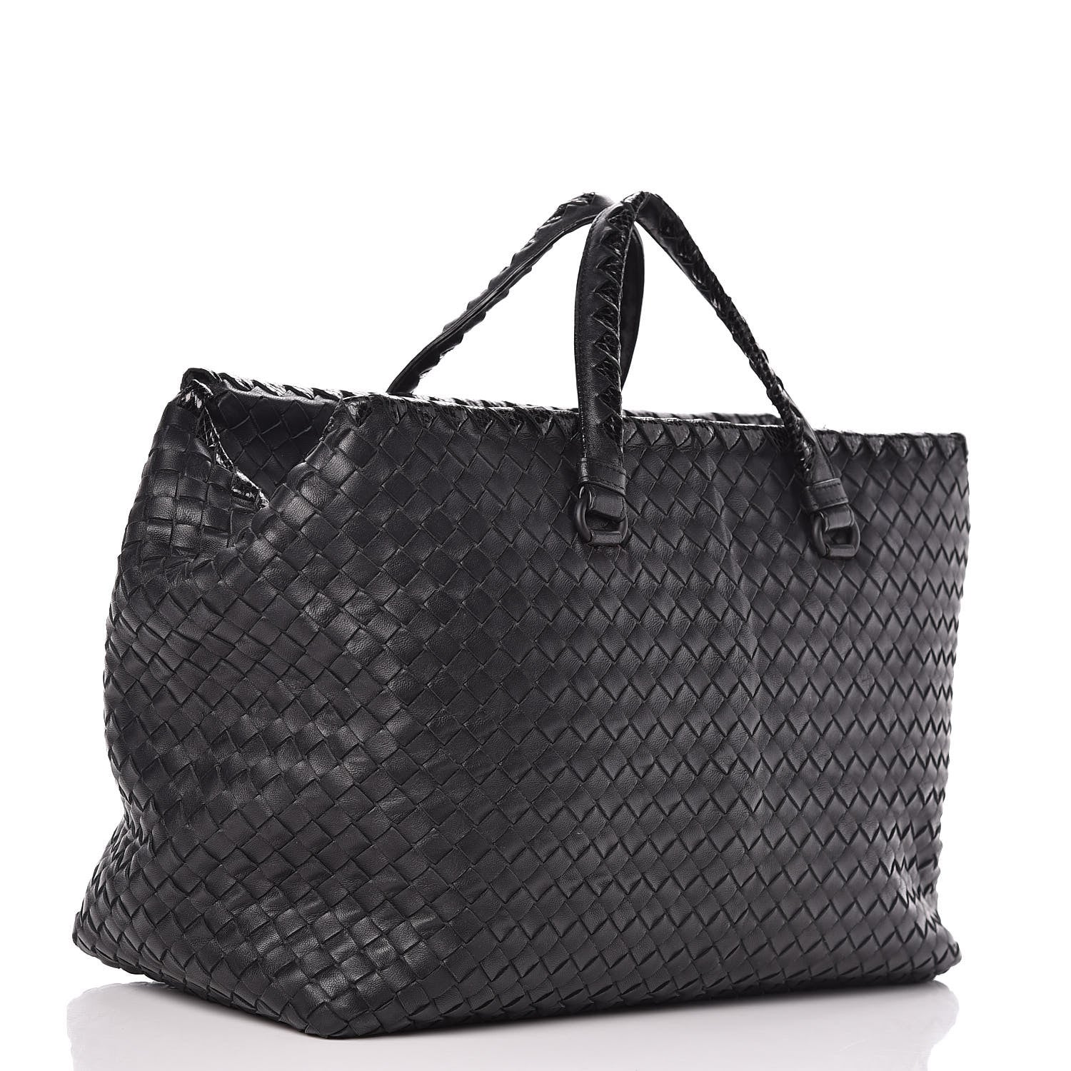 Bottega Veneta Nappa Intrecciato Ayers Brick Tote Black 412203