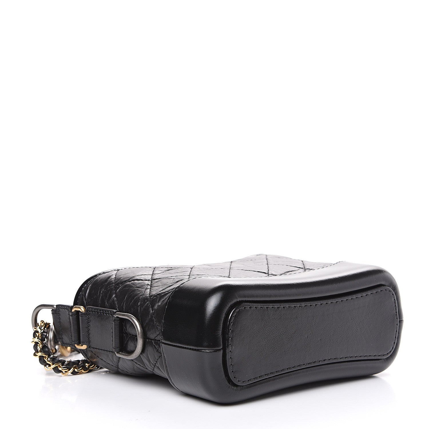 Chanel Aged Calfskin Quilted Small Gabrielle Logo Hobo Black 3 of 10