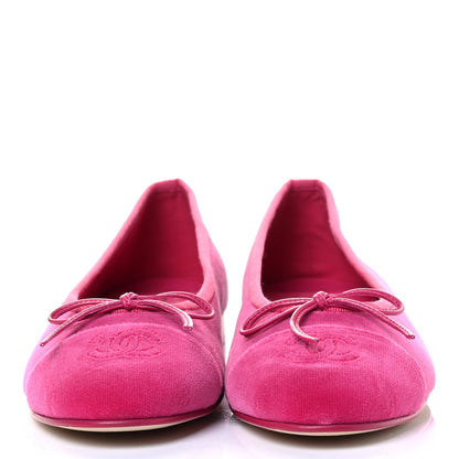 Chanel Velvet Cap Toe Ballerina Flats 38 Pink 2 of 7