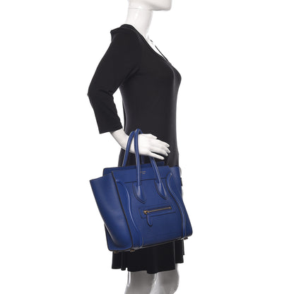 Celine Drummed Calfskin Micro Luggage Indigo 2 of 9
