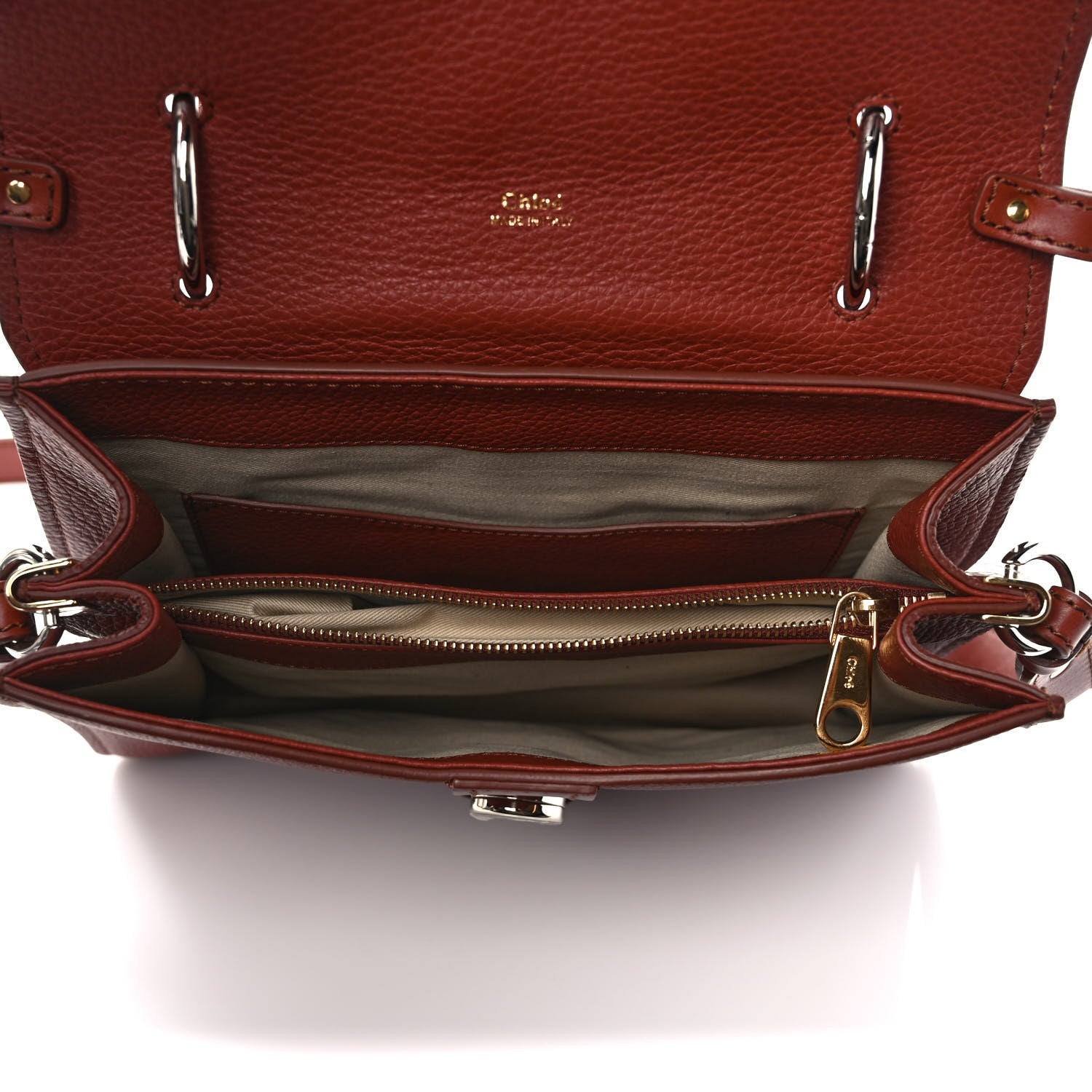 Chloe Shiny Grained Calfskin Medium Aby Day Shoulder Bag Sepia Brown 5 of 10