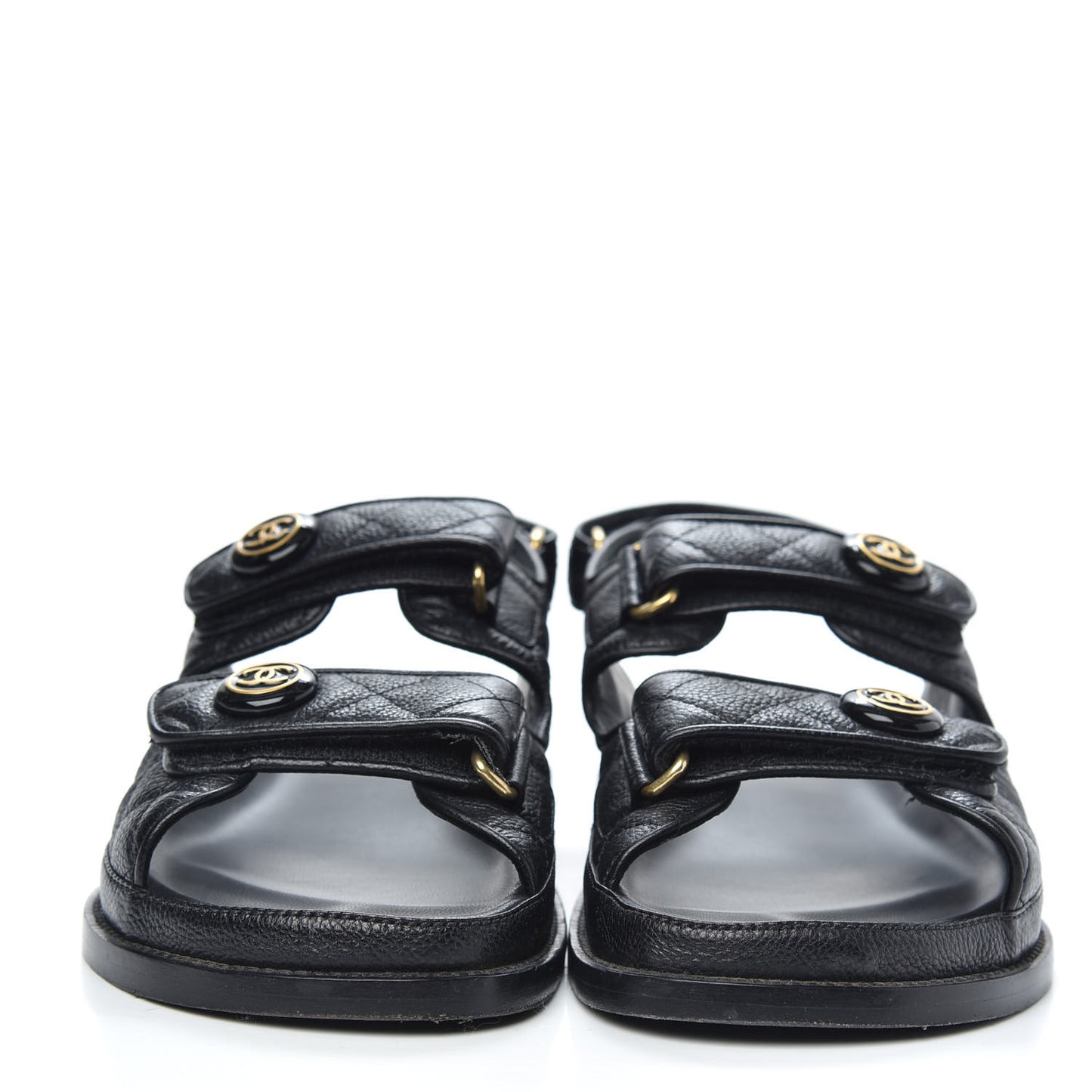 Grained Calfskin Velcro Dad Sandals 37.5 Black