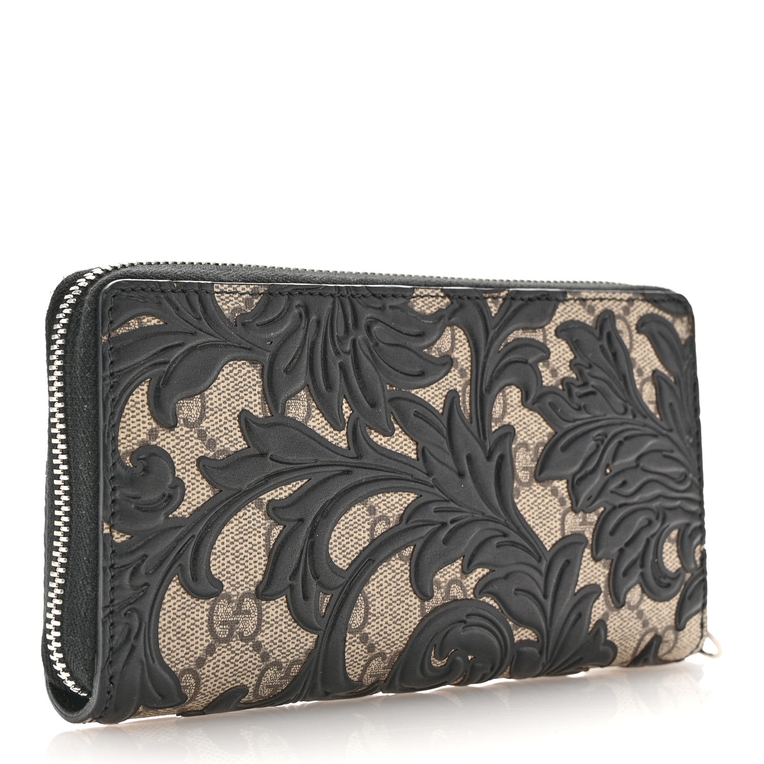 Gucci GG Supreme Monogram Arabesque Zip Around Wallet Black 4 of 6
