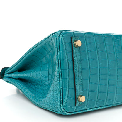 Hermes Matte Alligator Birkin 25 Bleu Paon 9 of 11