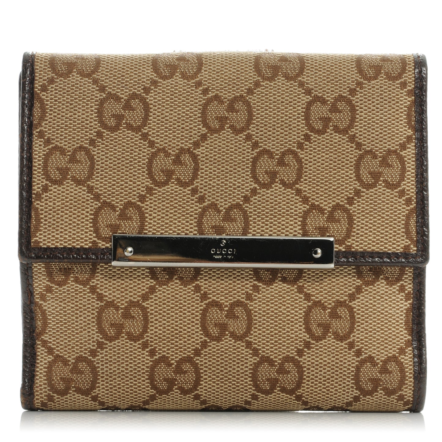 Monogram Metal Bar French Flap Wallet Beige Ebony Cocoa