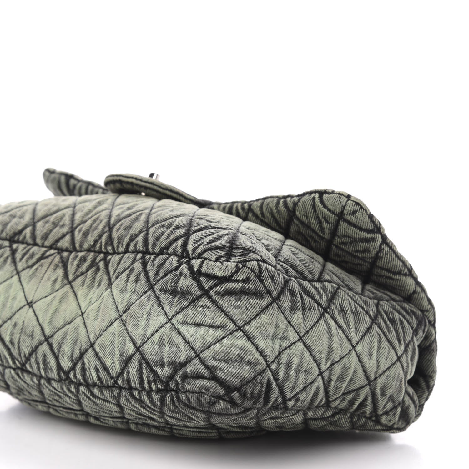Chanel Denim Quilted Denimpression Flap Green Black 9 of 10