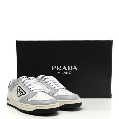 Prada Vitello Sport Spazzolato Rois Rubber Triangle Logo Perforated Womens District Low Top 30mm Sneakers 37 White Fiordaliso 10 of 10