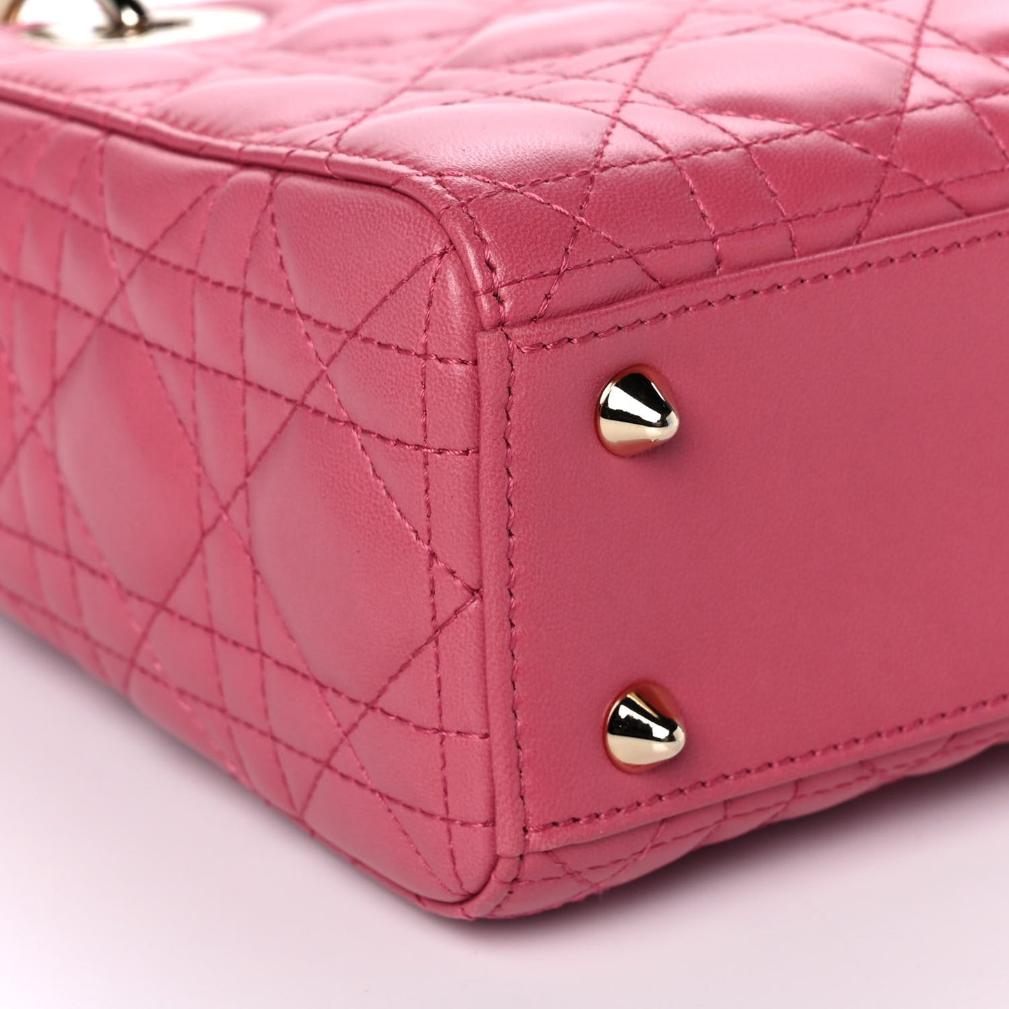 Lambskin Cannage Small Lady Dior Fraise
