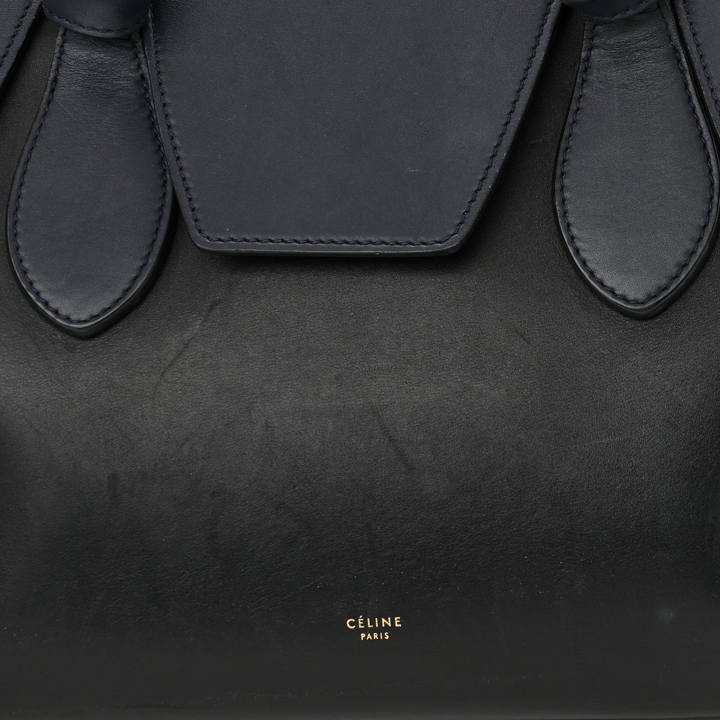 Smooth Calfskin Large Bi-Color Tie Knot Tote Black Navy