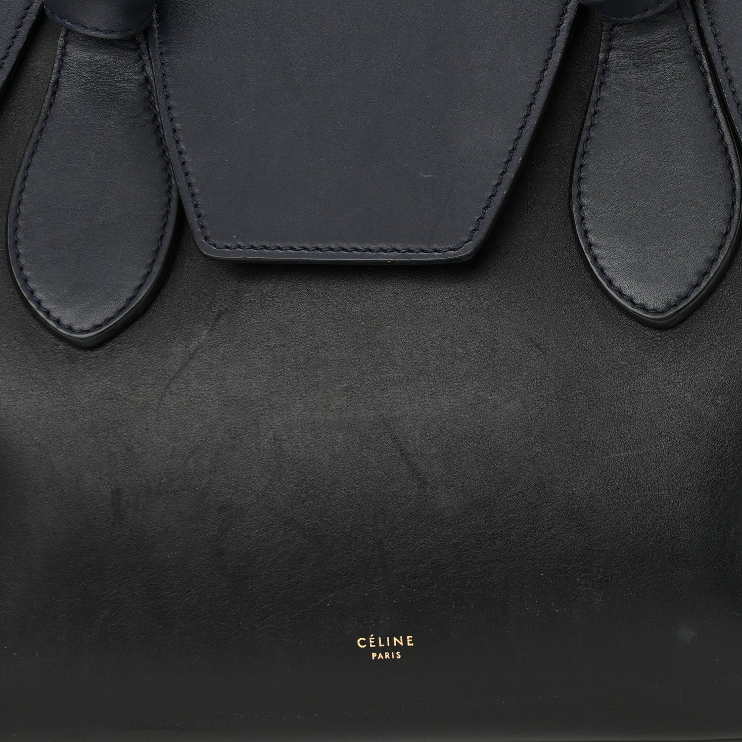 Celine Smooth Calfskin Large Bi-Color Tie Knot Tote Black Navy 8 of 22