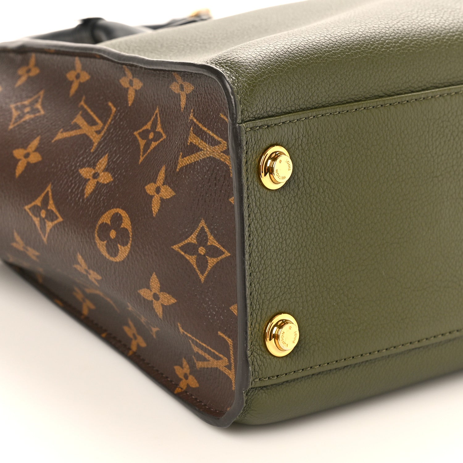 Louis Vuitton Calfskin Monogram On My Side MM Laurier Green Toffee Latte Beige 8 of 9