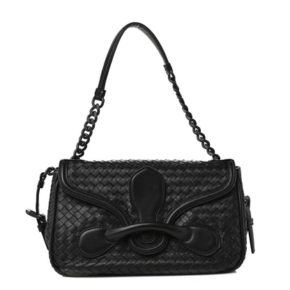 Bottega Veneta Nappa Intrecciato Rialto Shoulder Bag Black 1 of 11