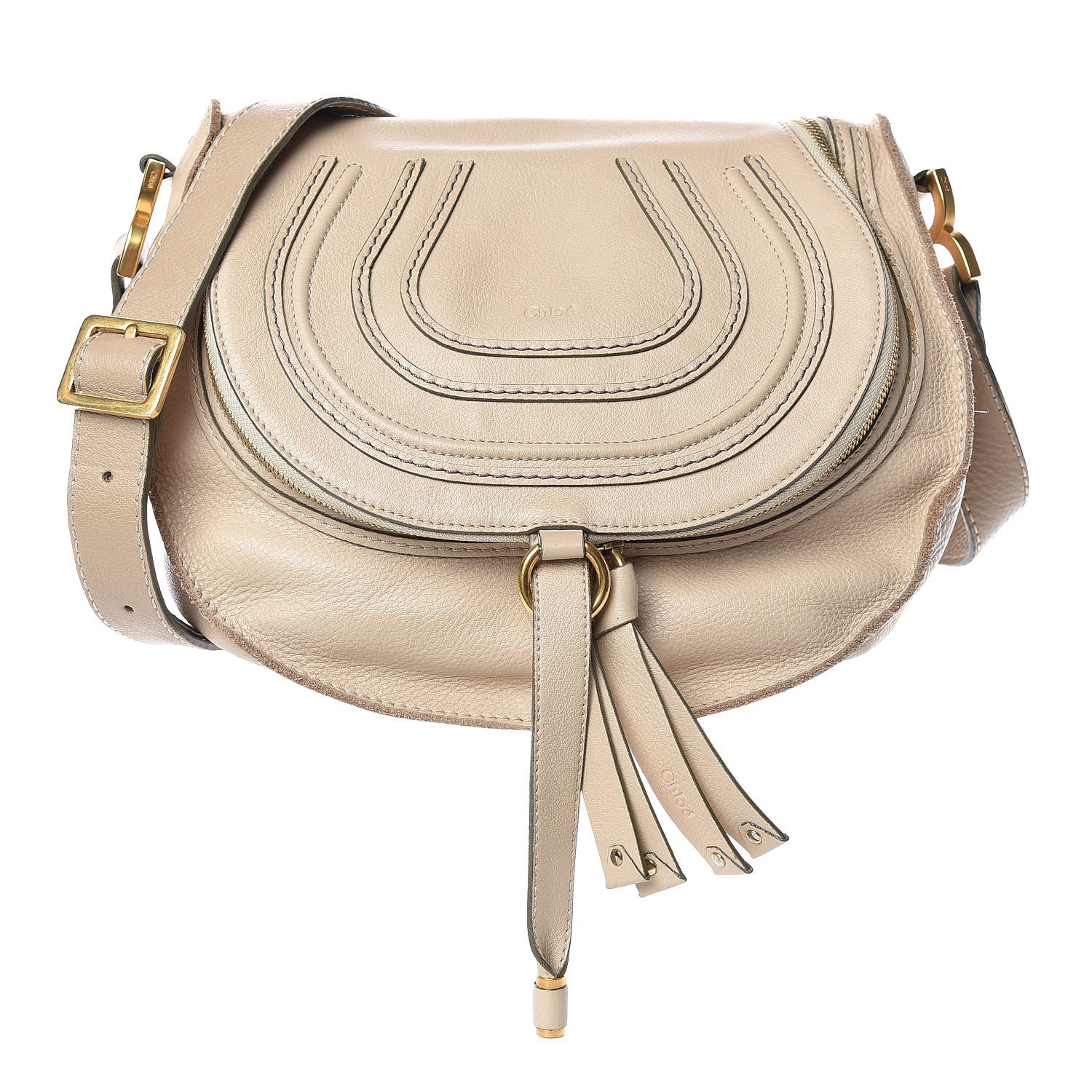 Chloe Calfskin Medium Marcie Round Zip Crossbody Bag Angora Beige 1 of 23