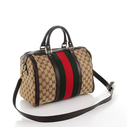Gucci Monogram Vintage Web Medium Boston Dark Brown 3 of 9