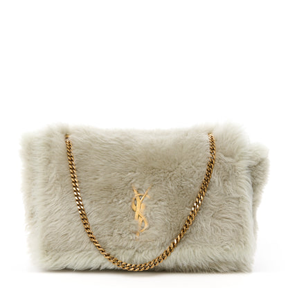Saint Laurent Shearling Calfskin Medium Reversible Monogram Kate Satchel Grey 1 of 18