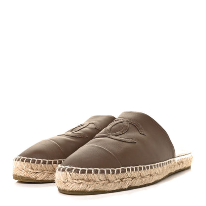 Chanel Calfskin CC Espadrille Mules 41 Dark Beige 3 of 9
