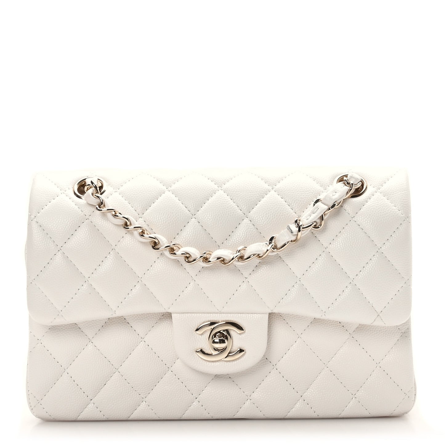 Caviar Quilted Small Double Flap White