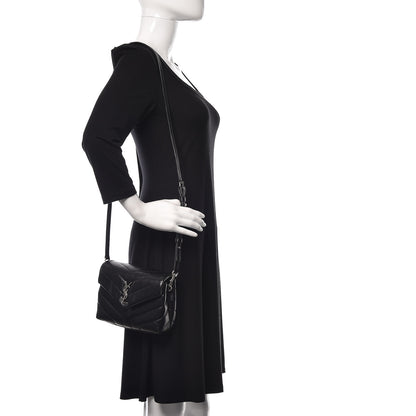 Saint Laurent Calfskin Y Quilted Monogram Toy Loulou Crossbody Bag Black 2 of 11