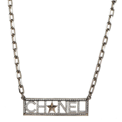Chanel Crystal Chain Short Logo Necklace Gold 1 of 4