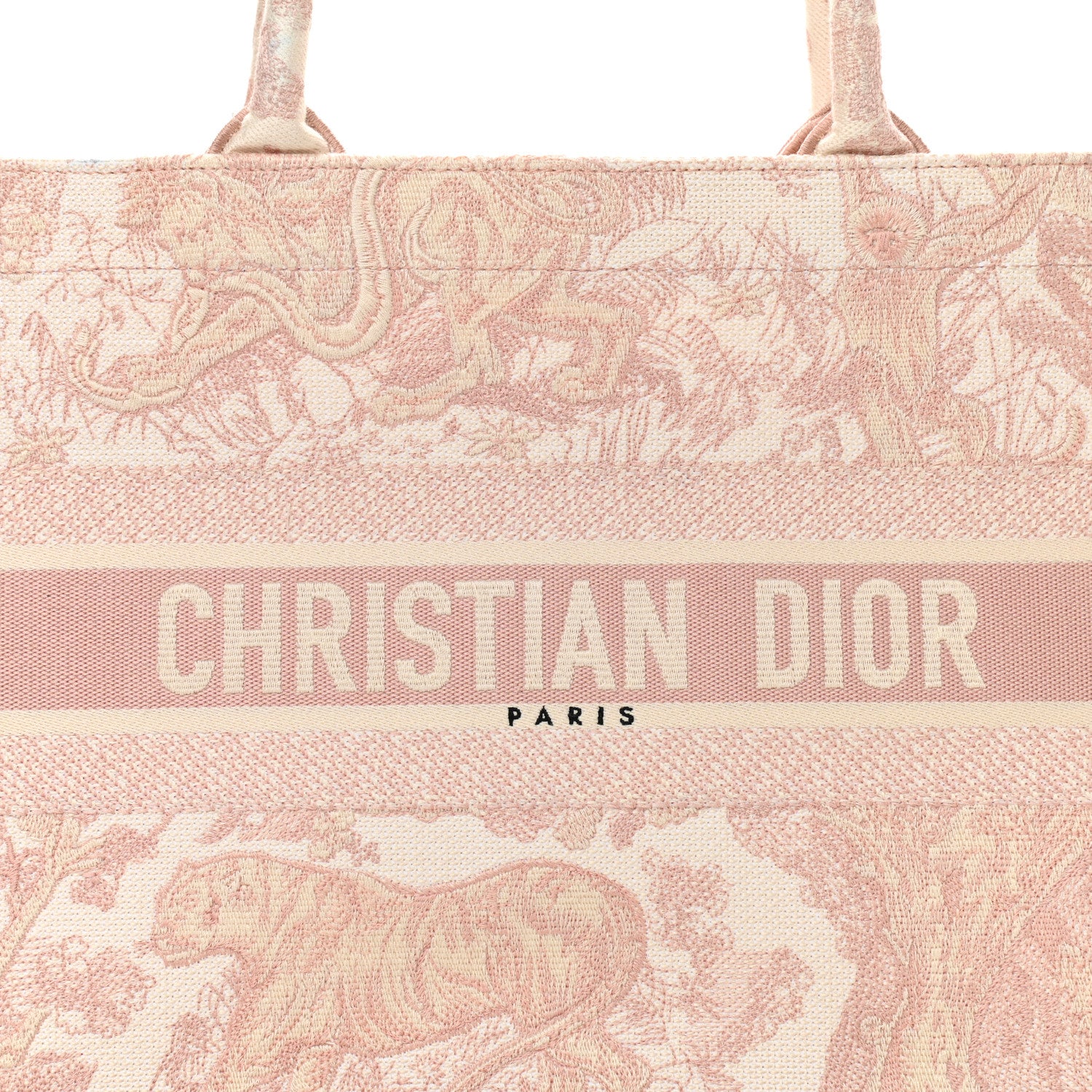 Christian Dior Canvas Embroidered Medium Dioriviera Toile De Jouy Book Tote Rose 8 of 14