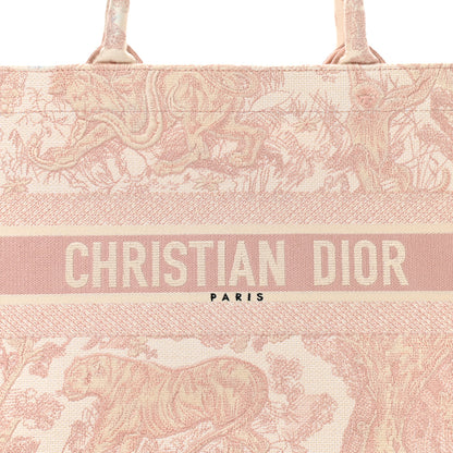 Christian Dior Canvas Embroidered Medium Dioriviera Toile De Jouy Book Tote Rose 8 of 14