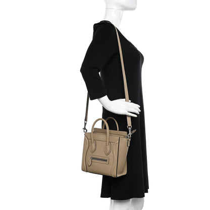 Celine Drummed Calfskin Nano Luggage Dune 2 of 10