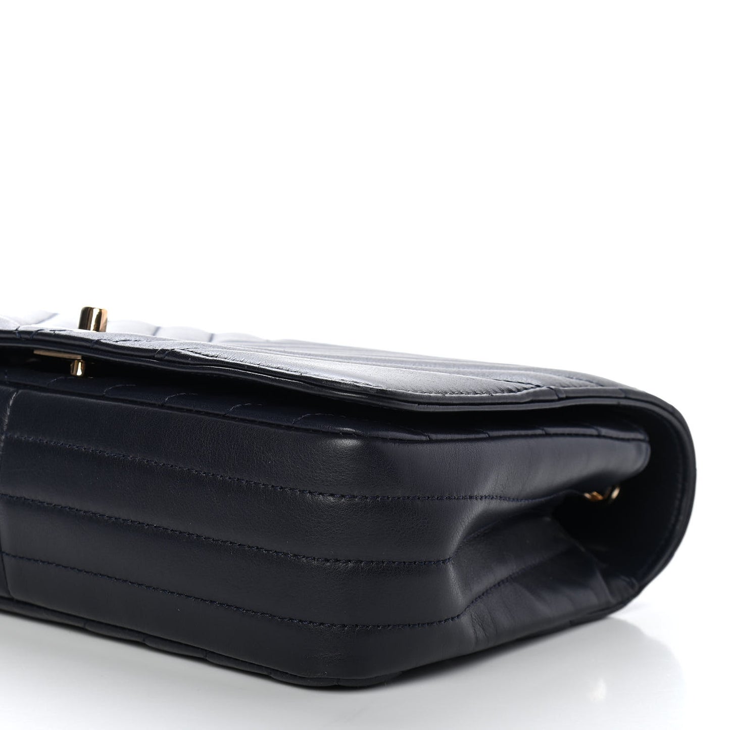 Calfskin Chevron Quilted Small Statement Flap Navy