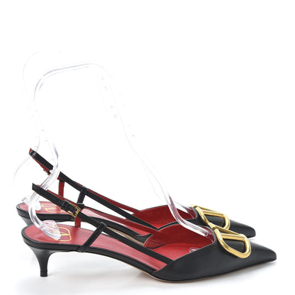 Valentino Garavani Calfskin Vlogo Slingback 40mm Pumps 40 Black 4 of 10